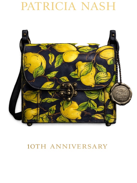 Patricia Nash Handbags - Patricia Nash 10th Anniversary Leandra Leather Flap Crossbody Bag Positano Limon